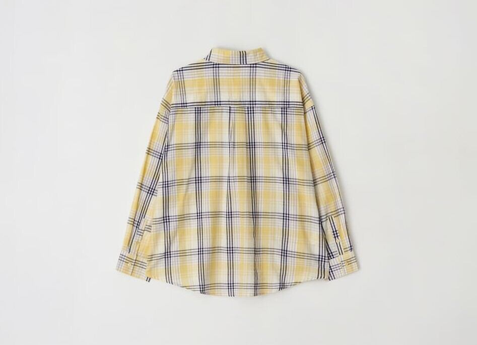 ★ILLIT ウォンヒ 着用！！【RONRON】CHECK STITCH HEART POCKET OVER FIT SHIRT YELLOW