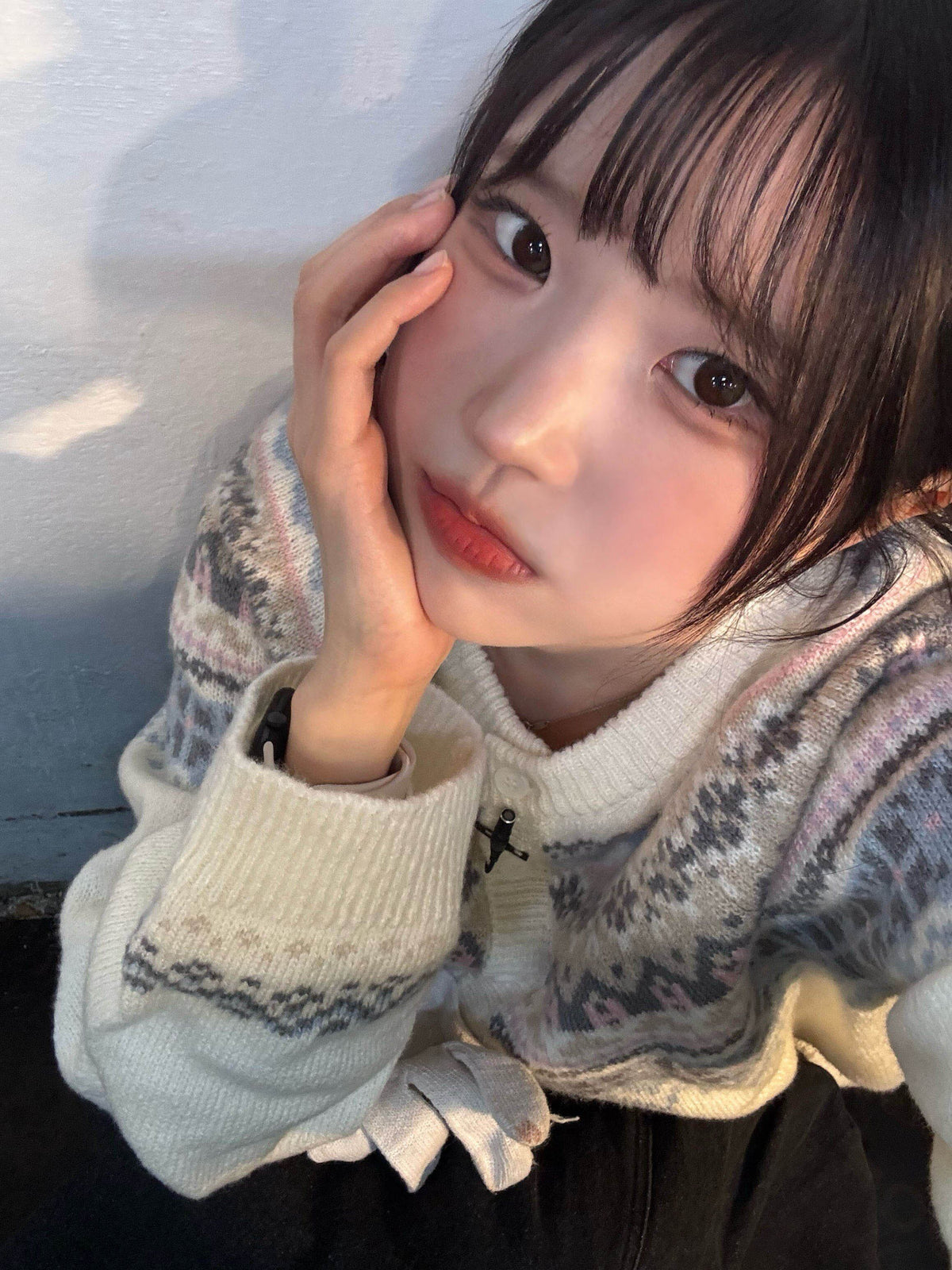 ★fromis_9 ハヨン 着用！！【VLETI】Nordic Round neck Knit Cardigan (cream)