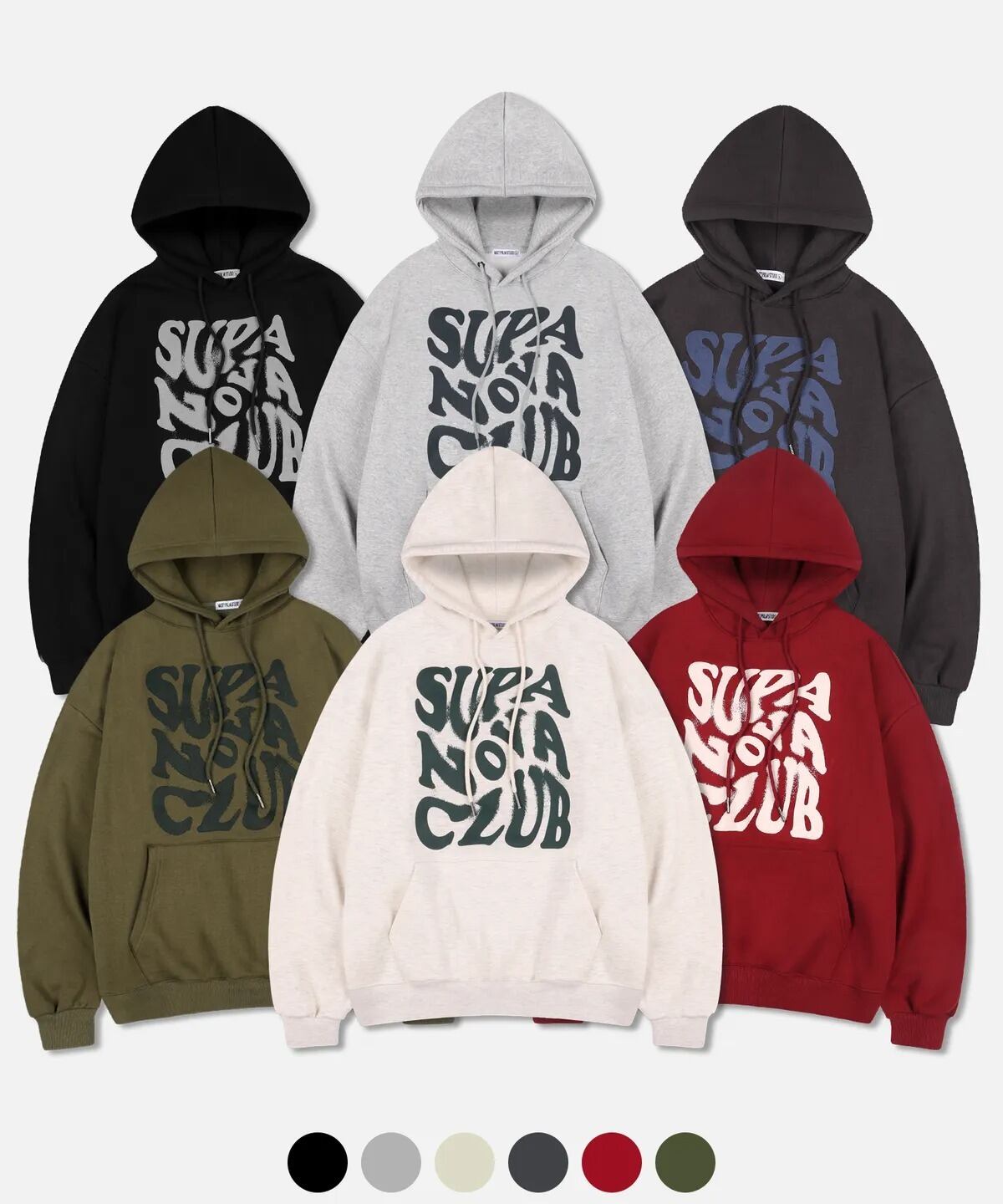 ★ENHYPEN ジョンウォン 着用！！【NP STUDIO】Super Nova Club Logo Oversized Fit Hoodie 6 COLOR