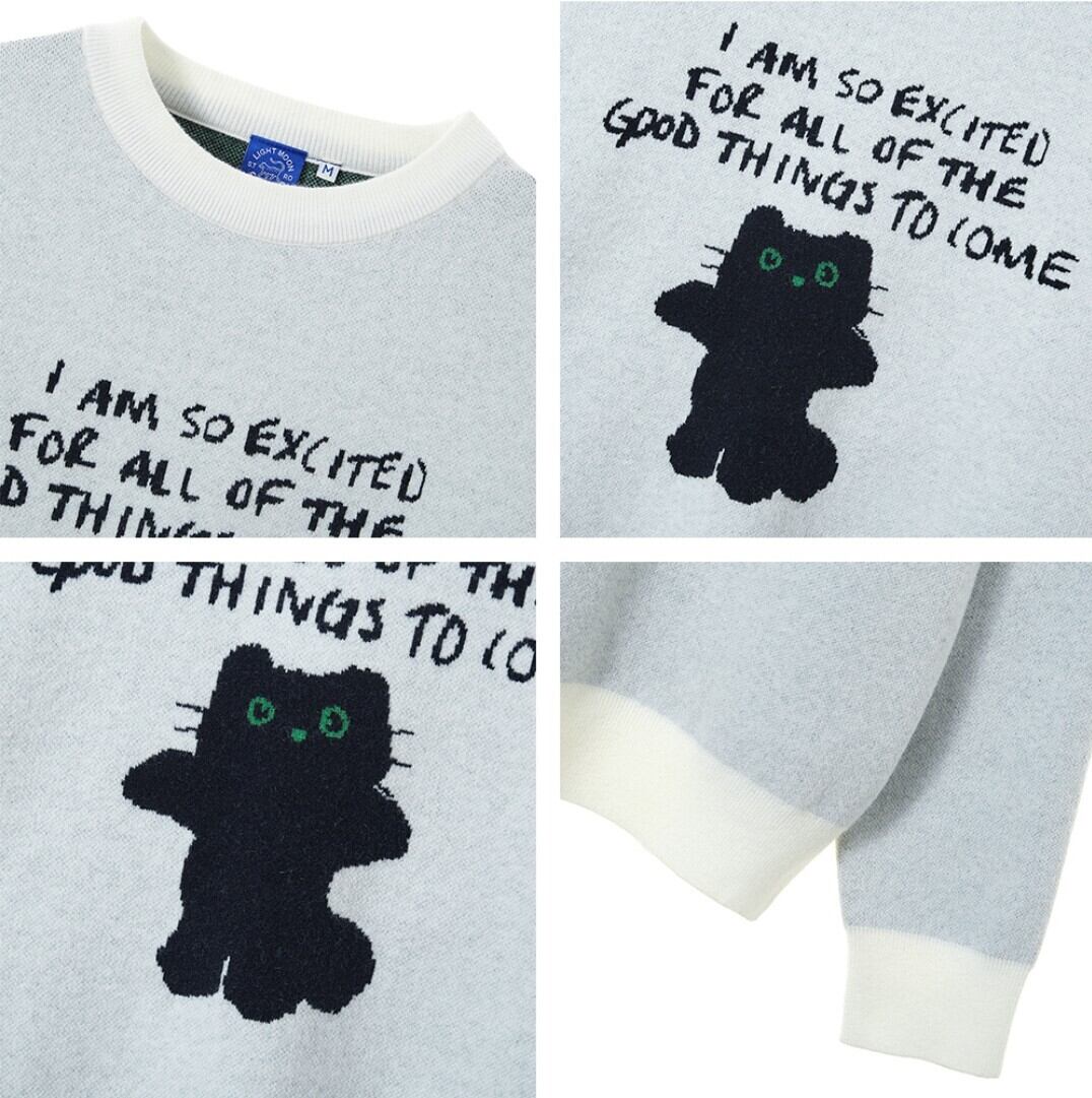11/13までセール！★ZEROBASEONE ジウン 着用！！【LMR】CAT CHARACTER LETTERING JACQUARD KNIT PULLOVER