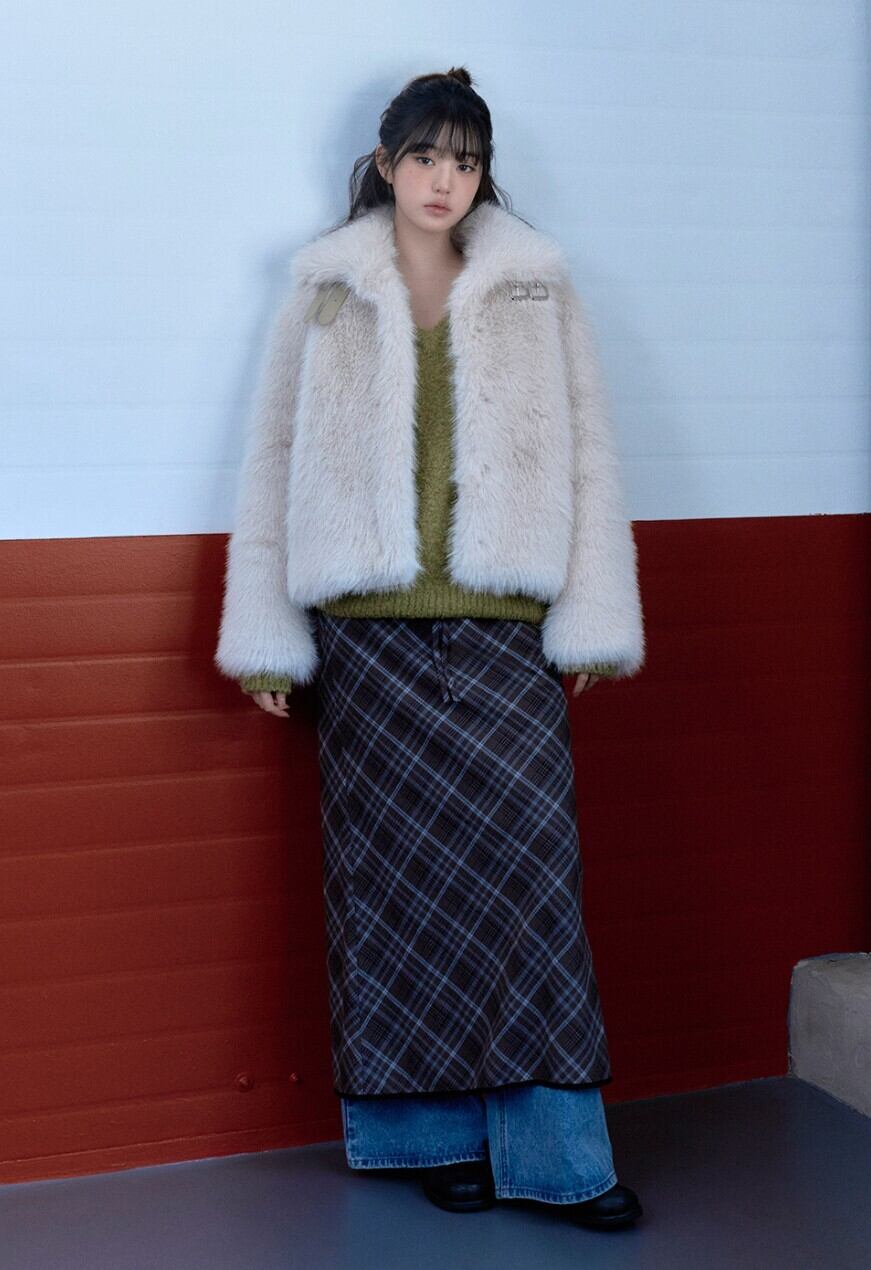 ☆rolarola人気商品最低価！！★IVE ウォニョン 着用！！【rolarola】COLLAR FUR JACKET IVORY