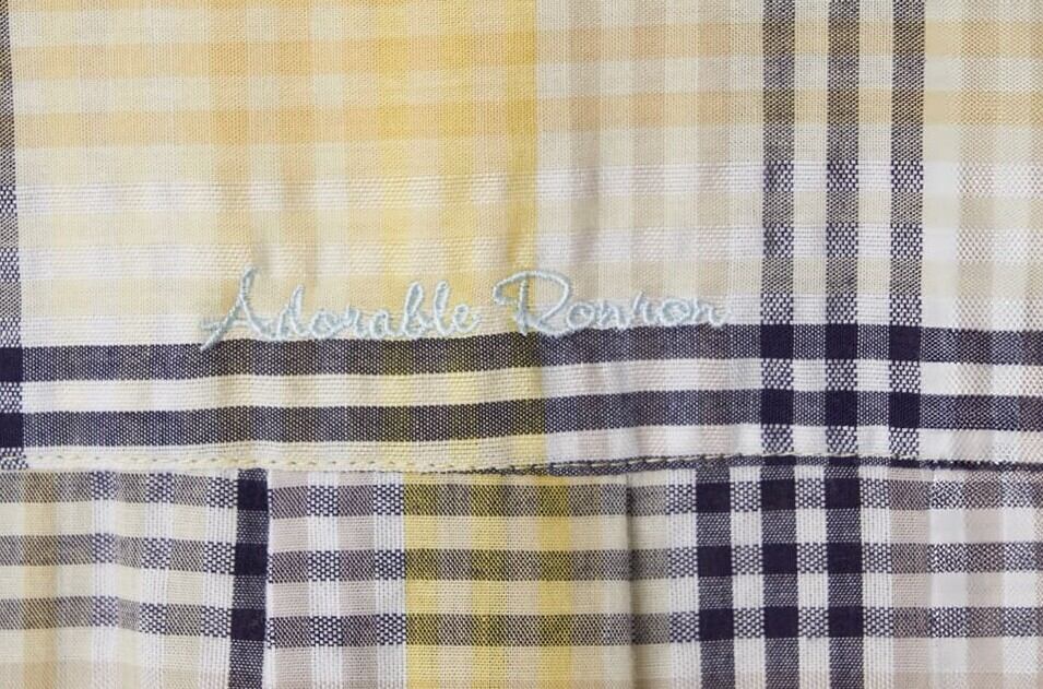 ★ILLIT ウォンヒ 着用！！【RONRON】CHECK STITCH HEART POCKET OVER FIT SHIRT YELLOW