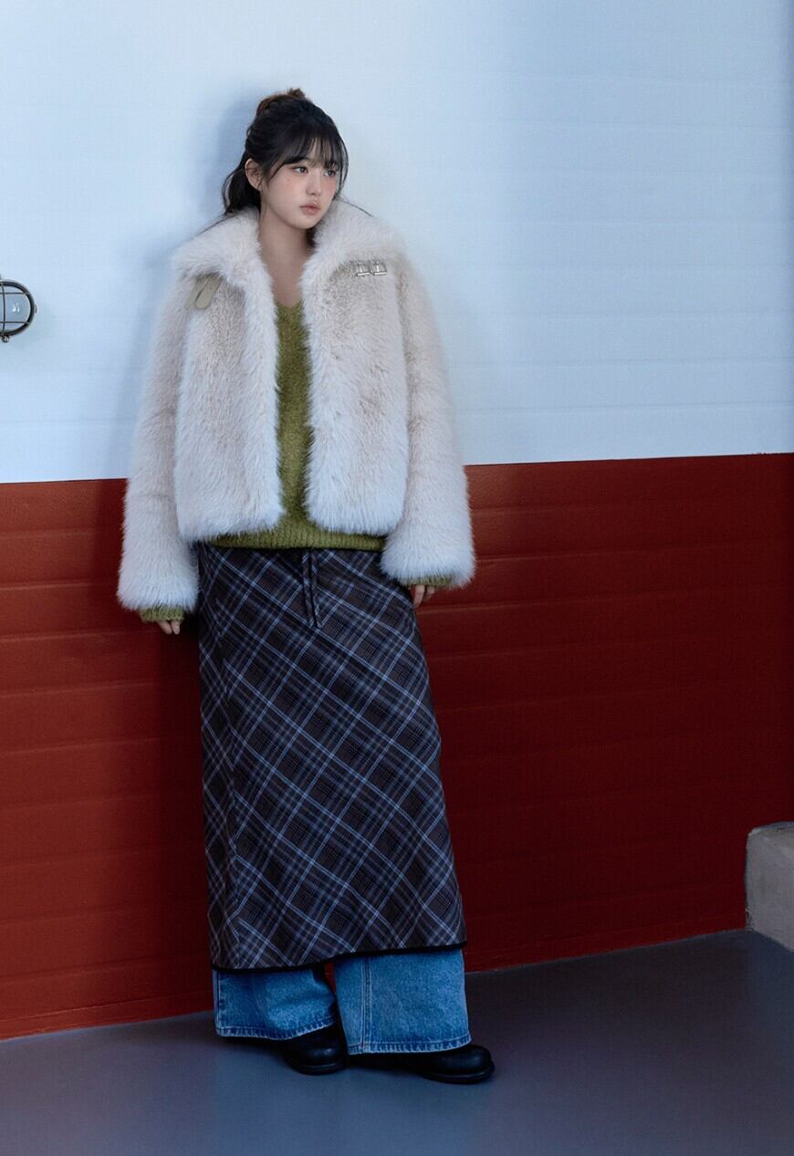 ☆rolarola人気商品最低価！！★IVE ウォニョン 着用！！【rolarola】COLLAR FUR JACKET IVORY